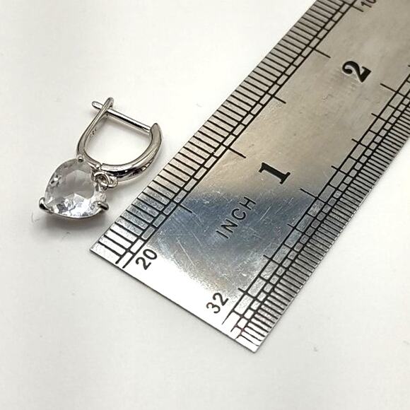 925 Sterling Silver Earrings White Hearts CZ Diamond Valentine Birthday Gift NEW
